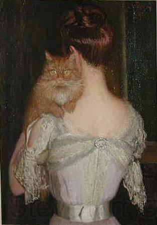 Lilla Cabot Perry Woman with a Cat Norge oil painting art